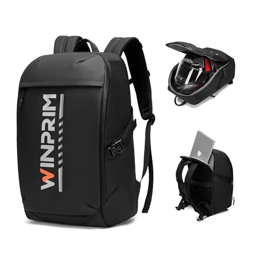 Motorcycle Helmet Backpack Large Capacity Reflective Waterproof Laptop Backpack with Padded Electronics Compartment Mochilas Para Motociclistas for Cycling Hiking Riding