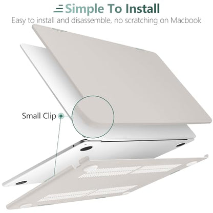 DONGKE Compatible with MacBook Air 13 inch Case M5 M4 M3 M2 2026 2025 2024-2022 A3449 A3240 A3113 A2681, Plastic Hard Shell & Keyboard Cover for MacBook Air 13.6 inch, Cream Stone - color: Cream Stone