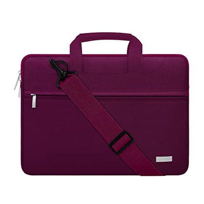 MOSISO Laptop Shoulder Bag, 13.3 inch Laptop Bags | Compatible with MacBook Neo 13/Air, HP Dell ASUS, 13-14 inch Computer Bags Polyester Sleeve Bag with Trolley Sleeve, Burgundy