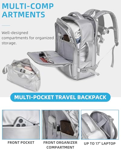 LARVENDER Carry on Luggage Sets 3 Piece, 20 Inch Suitcases, Glossy Silver | 22x14x9 Airline Approved, Lightweight PC+ABS Hardshell, Smooth 360° Double Wheels, TSA Lock, 3-Piece Set with XL Backpack - color: Glossy Silver (XL-BP), size: 3 Piece Set (Backpa
