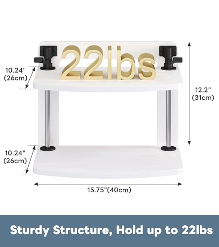 Computer Monitor Stand Riser for Reduced Neck Strain, Adjustable Height Desk Shelf Organizer Monitor Riser Stand for PC Monitor - Not for Laptop - Withe - Wood Grain, MR01-M
