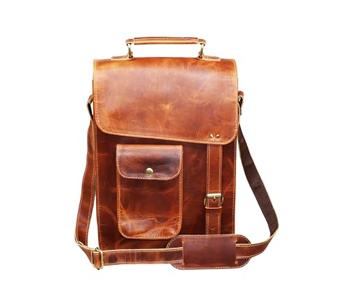 leather messenger bag laptop case office briefcase gift for men computer distressed shoulder bag - style: 13 Inches