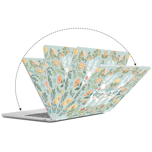 G JGOO Compatible with MacBook Air 13 inch Case 2026 2025-2022 M5 A3449 M4 A3240 M3 A3113 M2 A2681, Plastic Hard Shell for MacBook Air 13.6 inch Case + Keyboard Cover + Screen Protector, Deer - color: Deer and Flower