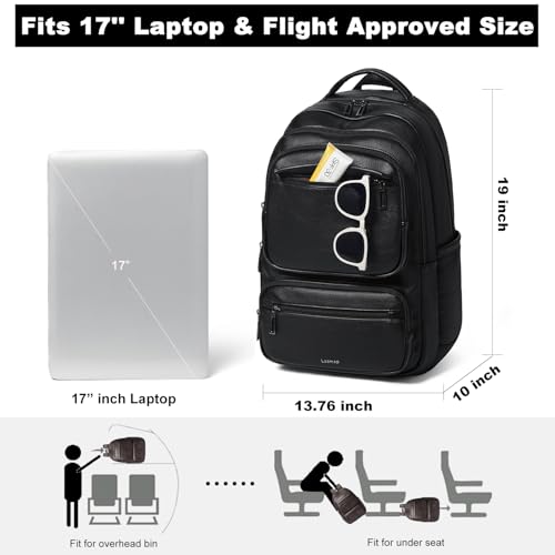 Backpack For Women Men Vegan Leather Backpack Purse Shoulder Bookbag 17 16 15.6 Inch Laptop Bag Handbags For Travel Work College Large Black - color: Black