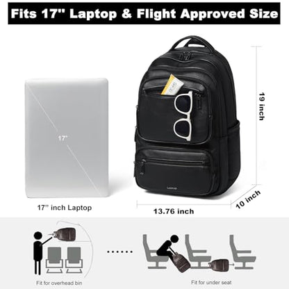 Backpack For Women Men Vegan Leather Backpack Purse Shoulder Bookbag 17 16 15.6 Inch Laptop Bag Handbags For Travel Work College Large Black - color: Black