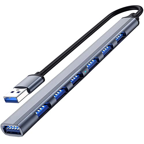 7 Port USB 3.0 Hub, Aluminium USB Splitter & Extender for Laptop, PC, iMac, USB Flash Drives, Mobile HDD, Printer, Camera & More