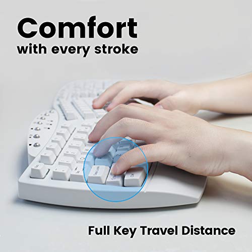 Perixx Periboard-612 Wireless Ergonomic USB Split Keyboard, US English Layout - color: White, style: Wireless