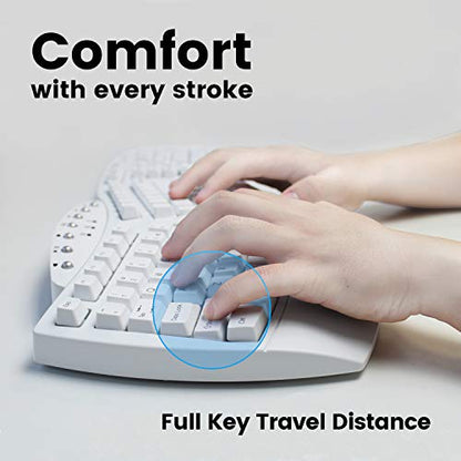 Perixx Periboard-612 Wireless Ergonomic USB Split Keyboard, US English Layout - color: White, style: Wireless