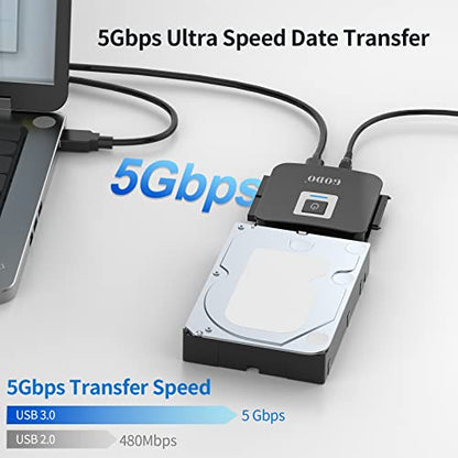 GODO SATA/IDE to USB 3.0 Adapter,IDE Hard Drive Adapter Kit, Cable Converter for 2.5/3.5 inch and SATA HDD/SSD,5.25 CD-ROM/DVD-ROM,Include 12V/2A Power