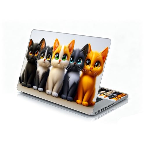 Universal Laptop Skin Sticker Decal, 12"-15.6" Aesthetic Vinyl Wrap, Cute Kittens Group Waterproof Notebook Cover Art Protector for MacBook HP Dell Lenovo, Fits 13" 14" 15" 15.6" - color: Cute Kittens Group