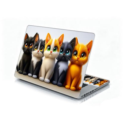 Universal Laptop Skin Sticker Decal, 12"-15.6" Aesthetic Vinyl Wrap, Cute Kittens Group Waterproof Notebook Cover Art Protector for MacBook HP Dell Lenovo, Fits 13" 14" 15" 15.6" - color: Cute Kittens Group