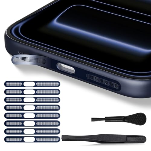 8PCS iPhone 17 Pro Max Speaker Dust Cover Compatible with iPhone 17 Pro Max / 17 Pro Earpiece Speaker Mesh Anti Dust Adhesive Sticker, 17 Pro Max Accessories, Deep Blue - color: Deep Blue