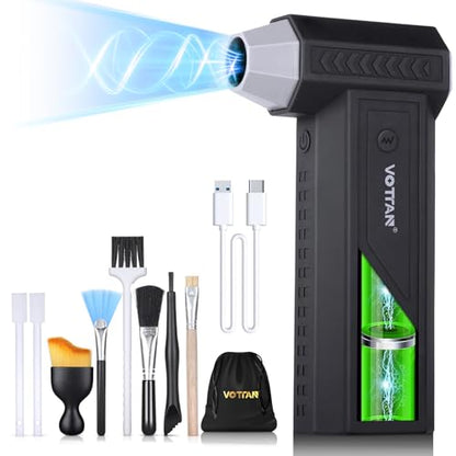 VOTTAN Compressed Air Duster Cordless 3-Speed Adjustable Rechargeable Mini Blower for Computer Keyboard, Car Cleaning, Home