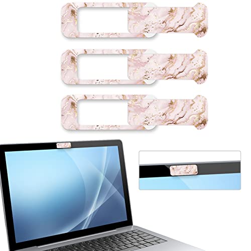 Webcam Cover, 3 Pieces, Laptop Camera Cover, Privacy Shielding Capacity is Twice as Big as The Traditional, Suitable for Computer Mobile Phones, laptops, Tablets and so on (Golden Marble) - color: Golden marble
