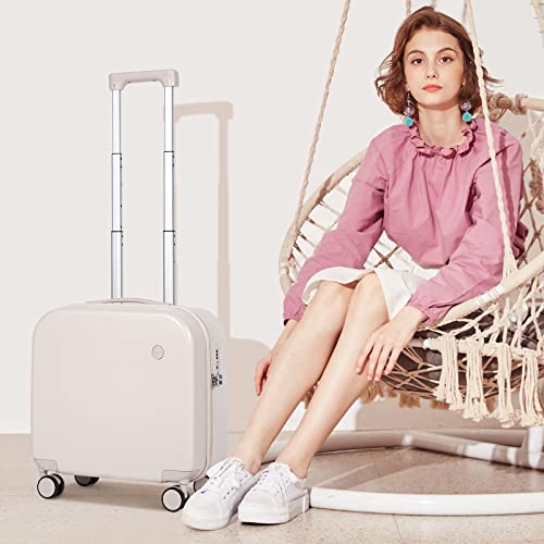 mixi Carry on Luggage, Suitcase with Spinner Wheels 16in Luggage Hardshell Lightweight Rolling Suitcases PC with Cover & TSA Lock, Off White（Slight Pink） - color: Off White(Slight Pink), size: 16in Carry on