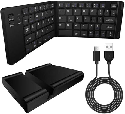 Wireless Bluetooth Keyboard Compatible with Verizon Wireless Ellipsis 8 Built-in Phone Holder/Stand-Ultra Slim Folding Rechargeable Full Size Keyboard!