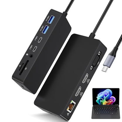 Surface Thunderbolt 4 Docking Station, 12-in-1 Surface Pro Dock with Dual 4K@60Hz HDMI & VGA, Triple Monitor Display Adapter for Microsoft Surface Pro 12/11/10/9/8/7/X, Laptop 7/6/5, Go, Book