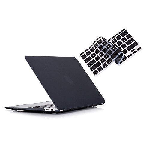 RUBAN Case for MacBook Air 13 Inch (Models: A1369 & A1466, Older Version 2010-2017 Release), Slim Snap On Hard Shell Protective Cover and Keyboard Cover, Black - color: Black