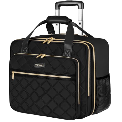 Ytonet Rolling Laptop Bag Women, Rolling Briefcase for Women, 17.3 Inch Laptop Bag with Wheels Rolling Computer Bag Laptop Case for Work Travel College Business Wife Mom Teacher, Black - color: Black, size: Large