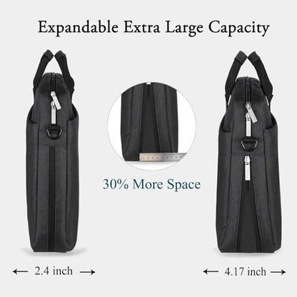Voova 15.6-15 Inch Laptop Bag, Computer Bag, MacBook Bag, Black | Expandable splash-proof laptop messenger bag with removable strap; fits notebooks, MacBook, HP, Dell, Lenovo and Asus - color: Black, size: 14-15.6 Inch