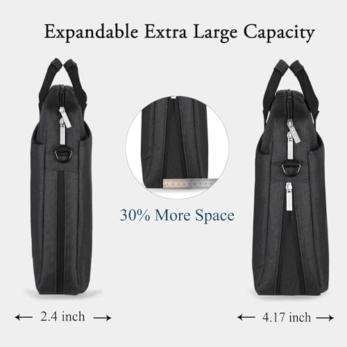 Voova 15.6-15 Inch Laptop Bag, Computer Bag, MacBook Bag, Black | Expandable splash-proof laptop messenger bag with removable strap; fits notebooks, MacBook, HP, Dell, Lenovo and Asus - color: Black, size: 14-15.6 Inch