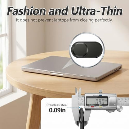 2-Pack Computer Camera Cover Slide, Black | 0.08 Inch Thin Laptop Slide Cover, Webcam Privacy Safe for Computer Mobile Phones