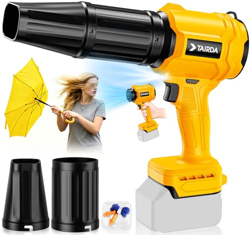 Brushless Leaf Blower Compatible for Dewalt 20V Battery(NO Battery), Mini Turbo Jet Blower with 2Nozzles, Lightweight& One-Hand Use for Patio Garage Yard Shop Cleaning Car Dryer(Tool Only) - color: Pure Yellow