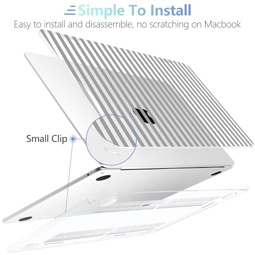 MEEgoodo Case for M5/M4/M3/M2 MacBook Air 13 inch Case 2026 2025 2024 2022, Fit Model A3449/A3240/A3113/A2681, Laptop Hard Shell Compatible with MacBook Air 13.6-inch, Gray Stripes - color: Gray Stripes
