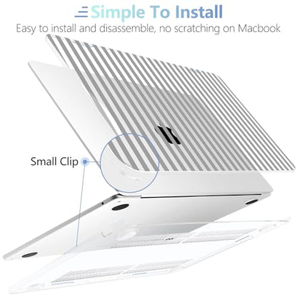 MEEgoodo Case for M5/M4/M3/M2 MacBook Air 13 inch Case 2026 2025 2024 2022, Fit Model A3449/A3240/A3113/A2681, Laptop Hard Shell Compatible with MacBook Air 13.6-inch, Gray Stripes - color: Gray Stripes
