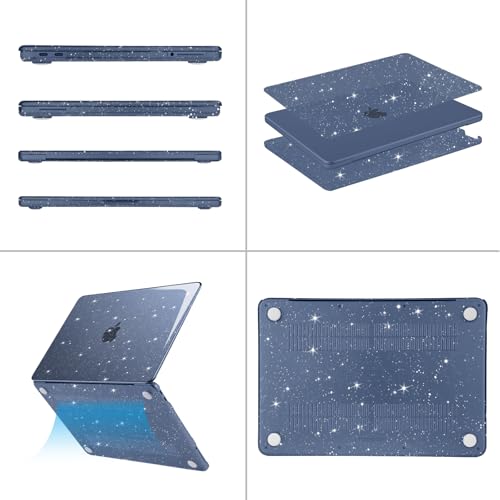 MOSISO Glitter Cover Compatible with MacBook Neo Case 13 inch 2026 Release Model A3404 with A18 Pro Chip, Crack-Resistant Protective Sparkly Hard Shell Case&Keyboard Cover&Screen Film, Indigo - color: Indigo