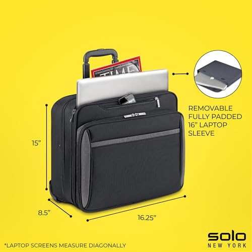 Solo New York Rolling Case with Wheels - Roller Laptop Bag, Wheeled Briefcase for Women & Men, Carry On Size for Travel, Fits 16" Computer - West Side, Black
