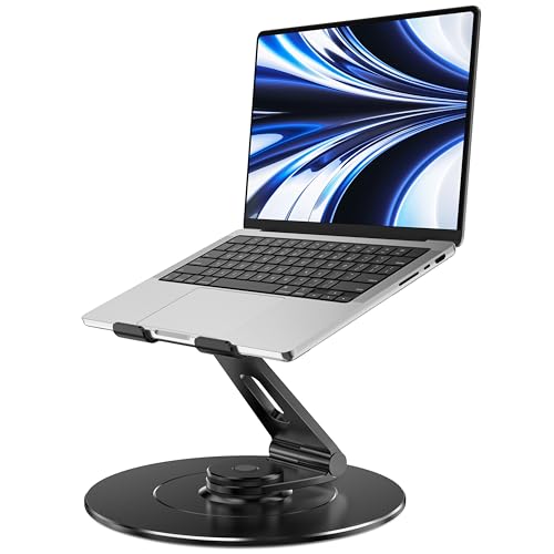 LOXP Ultra-Stable Laptop Stand for Desk with Larger Base, Desktop Organizer, Military-Grade Aluminum Anti-Loosening Structure - Height Adjustable Lectern Stand Suitable for 10-17.3 inch - color: Glossy Black