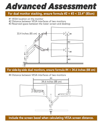 Extra-Tall Extension Arm Accessory for MA12P-S Do Not Use Alone | Max 4 Screens, Dual 40" Vertical Stacked Monitor Mount, Base & Pole Not Included, VESA 100x100, Black, MA12P-A - size: Extension Monitor Arm