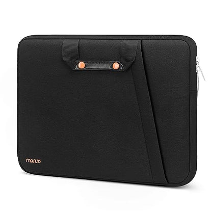 MOSISO Laptop Case 13.3 inch, 13-13.3 inch Laptop Sleeve Compatible with MacBook Neo/Air 13.6/Pro 13/Pro 14, HP Dell ASUS Lenovo, Polyester Vertical Bag with Bevel Pocket&Handle&Belt, Black