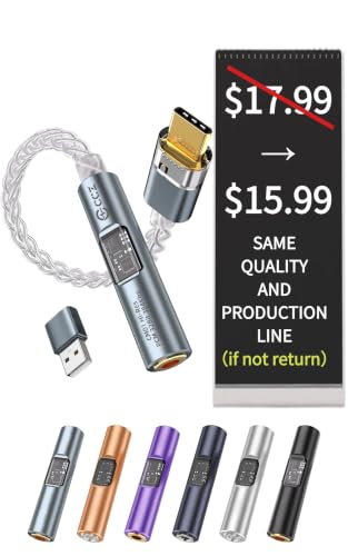 2026 Latest USB C DAC Audio Adapter with Headphone Amplifier, USB C to 3.5mm Audio Adapter for Wired Headphones, Hi-Res Type C DAC Compatible with iPhone 15, Android, Laptop & Tablet - color: Argent, size: 001
