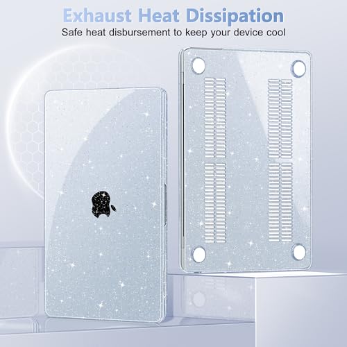 May Chen Case for MacBook Air 13/13.6-inch (M5/M4/M3/M2, 2022-2026 Models A3449 A3240 A3113 A2681), Lightweight | Closes Seamlessly | Ideal for Work Hard Shell Case, Blue Glitter - color: Blue Glitter