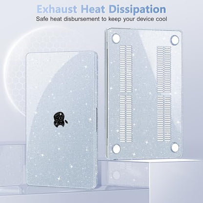 May Chen Case for MacBook Air 13/13.6-inch (M5/M4/M3/M2, 2022-2026 Models A3449 A3240 A3113 A2681), Lightweight | Closes Seamlessly | Ideal for Work Hard Shell Case, Blue Glitter - color: Blue Glitter