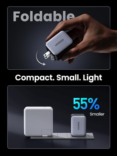 UGREEN Nexode X 65W GaN USB C Wall Charger, 3-Port PPS Ultra Compact Foldable Fast Charger for MacBook Pro/Air, iPhone 17/16/15 Series, Galaxy S25/S24, Pixel 10/9, iPad Pro, Steam Deck