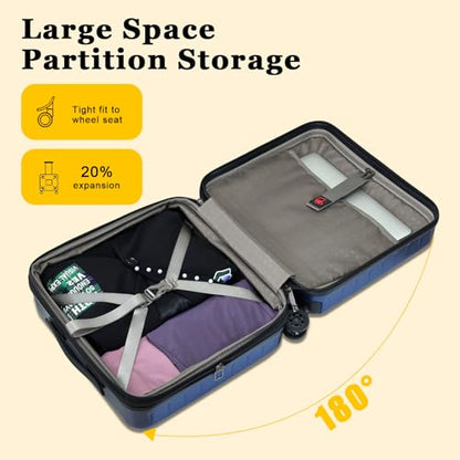 CENSIEN Expandable 16 Inch Carry On Luggage Airline Approved Small Suitcase | Lightweight ABS+PC Hard Shell Suitcases,360° Spinner Wheels,TSA Lock,YKK Zipper,Business Weekender Short Trips,Blue - color: Navy Blue, size: 16 Inch EXT