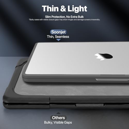 Soonjet FlexArmor for MacBook Air 13 inch Case | M5 M4 M3 M2 2026 2025-2022 | Hybrid Design, Cushioned Edges | Anti-Crack Upgrade | Clear Cover 13.6'' Laptop Hard Shell A3449 A3240 A3113 A2681 - color: Frosted Clear