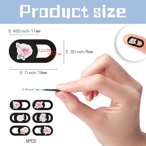 6Pcs 6 Styles Camera Cover Slide Flowers Privacy Guard Accessories, Phone Front Camera Blocker 0.04 Inch Ultra Thin for Laptop Desktop Computers Tablet Notebook Mini PC Office Home Use - color: September Peony