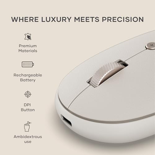 Satechi OntheGo Bluetooth Mouse with USB C Rechargeable Battery, Connect up 3 Devices, Compact and Portable Wireless Mouse for Laptop, Computer, Tablet – Sand - color: Sand