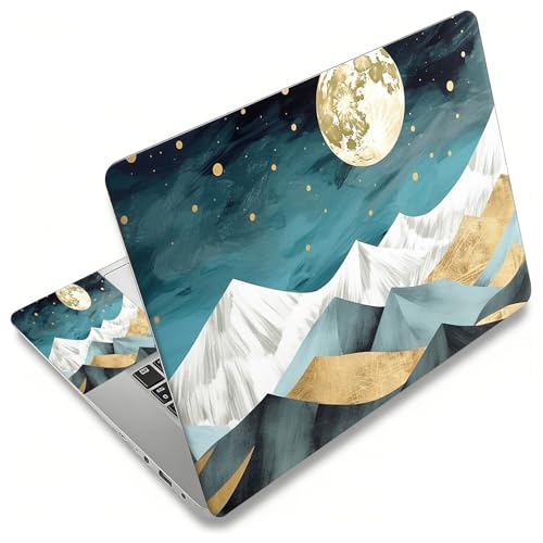 Laptop Skin Sticker Decal, Universal Reusable Vinyl Laptop Cover for 12" 13" 13.3" 14" 15" 15.4" 15.6" Notebook PC, Reusable Waterproof Scratch-Resistant with 2 Wrist Pads,Mountain Moon Abstract - color: Mountain Moon Abstract