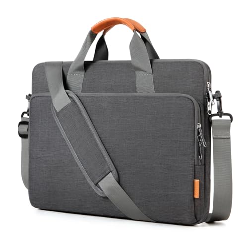 bagasin 17 17.3 18 inch Laptop Bag Carrying Case | Water-Repellent Fabric Computer PC Shoulder Briefcase, Lightweight Toploader, Business Casual or School - color: Grey, size: 17.3