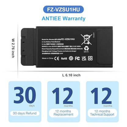 ANTIEE FZ-VZSU1HU FZ-55 Laptop Battery Replacement Pack for PANASONIC TOUGHBOOK 55 Mk1 Higher Capacity 10.8V 68Wh 6-Cell (Not Suitable for CF-54) - size: 6.1*2.7*0.8inch FZ-55