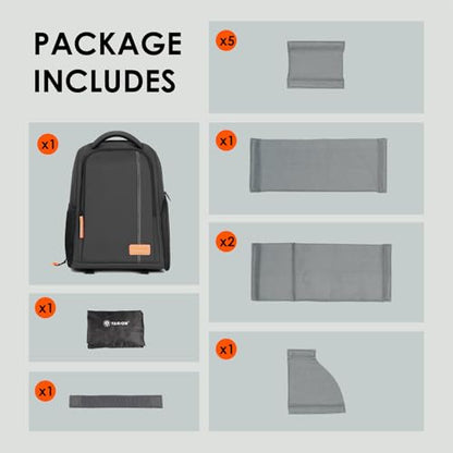 TARION Camera Backpack for Photographers Compact 15L, TB04 Black | 15 Inch Laptop Compartment, Side Access Quick Draw, Anti-theft Hidden Pocket, Tripod Holder, Rain Cover, Travel-Friendly - color: Black