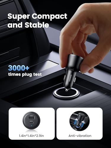 UGREEN 63W USB C Car Charger Adapter, PPS 45W Super Fast Charging 2.0 Type C Car Charger Cargador para Carro, Dual USB C for iPhone 17/16/15/14/13/12, Galaxy S24/S23/S22/Series, iPad, MacBook