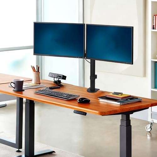 Black Dual Monitor Arm Mount for 13-27 Inch Screens | Ultrawide Screens Up to 34 inch Fully Adjustable Stand with C-Clamp/Grommet Base Max VESA 100x100 Each Screen Capacity 22lbs - size: Dual Arm for 13"-27"