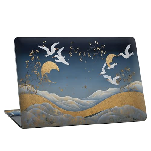 Universal Laptop Skin Sticker with 2 Wrist Pad Skins, Waterproof Scratch Resistant Vinyl Laptop Cover Decal, Cut to Fit for 11–15.6 Inch MacBook HP Dell Lenovo, Crane Golden Cloud - color: Crane Golden Cloud