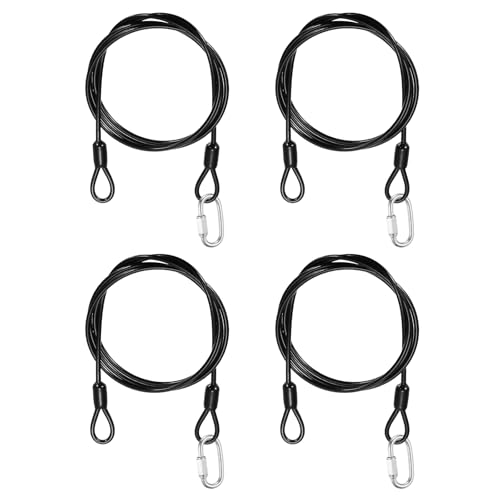 PATIKIL Security Cable Lock (1/8" Dia 3.3ft, Black)(4 Set) Vinyl Coated 304 Stainless Steel Double Loop Flexible Wire Rope Safety Cable with Quick Links Locking Connectors - color: Black, size: 3.3ft x 1/8"